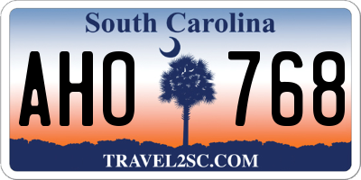 SC license plate AHO768