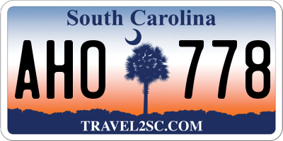 SC license plate AHO778