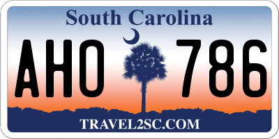 SC license plate AHO786