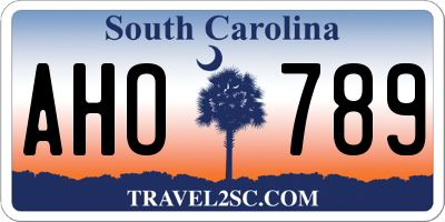 SC license plate AHO789