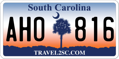 SC license plate AHO816