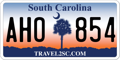 SC license plate AHO854