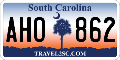 SC license plate AHO862