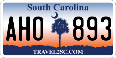 SC license plate AHO893