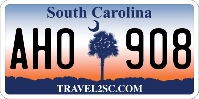 SC license plate AHO908