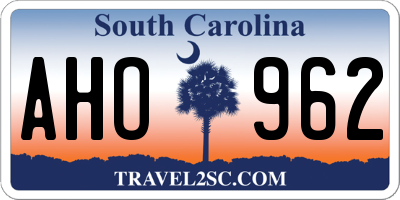 SC license plate AHO962