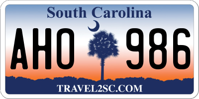 SC license plate AHO986