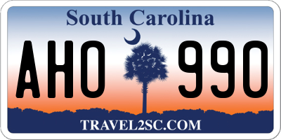 SC license plate AHO990