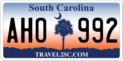 SC license plate AHO992