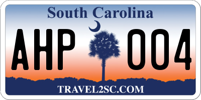 SC license plate AHP004