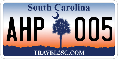 SC license plate AHP005