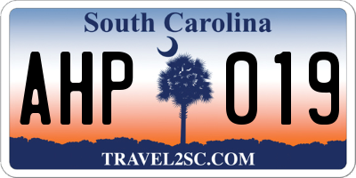 SC license plate AHP019