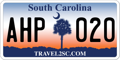 SC license plate AHP020