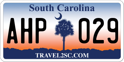 SC license plate AHP029
