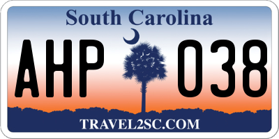 SC license plate AHP038