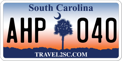 SC license plate AHP040