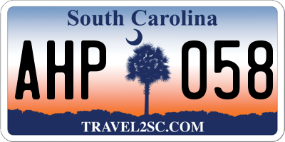 SC license plate AHP058