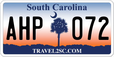 SC license plate AHP072