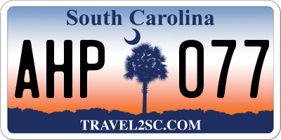 SC license plate AHP077