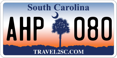 SC license plate AHP080