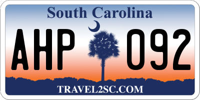 SC license plate AHP092