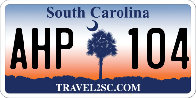 SC license plate AHP104