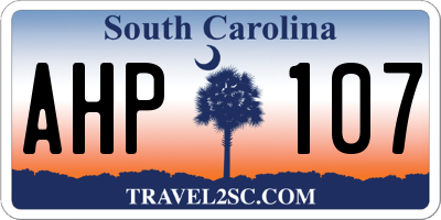 SC license plate AHP107