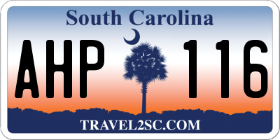 SC license plate AHP116