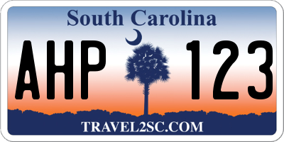 SC license plate AHP123