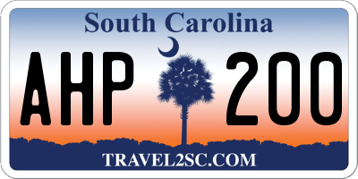 SC license plate AHP200