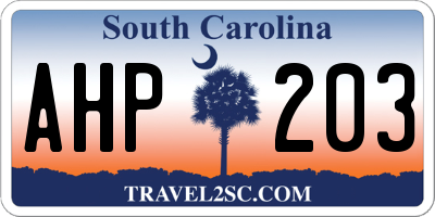 SC license plate AHP203