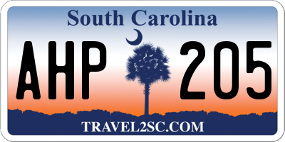 SC license plate AHP205
