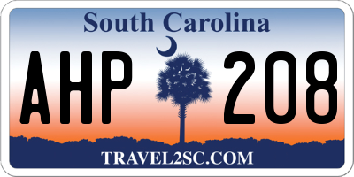 SC license plate AHP208