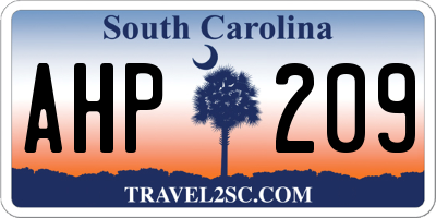 SC license plate AHP209