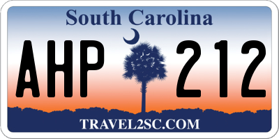 SC license plate AHP212