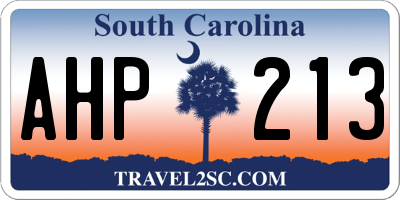 SC license plate AHP213