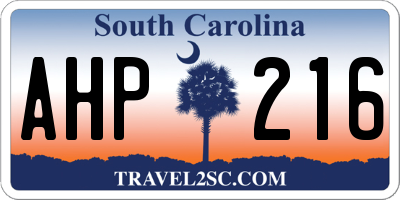 SC license plate AHP216