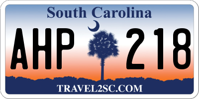 SC license plate AHP218