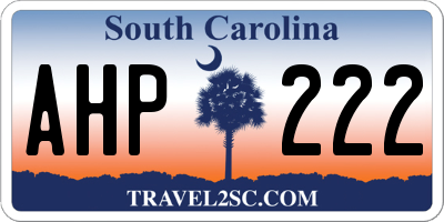 SC license plate AHP222