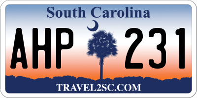SC license plate AHP231