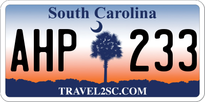 SC license plate AHP233