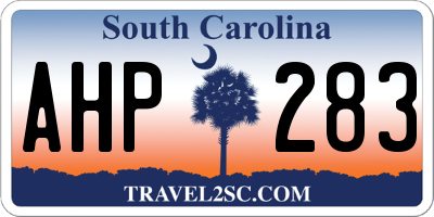 SC license plate AHP283