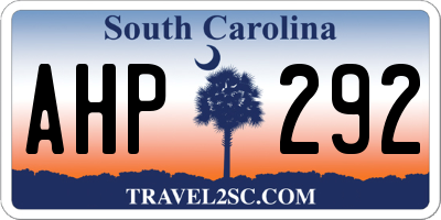 SC license plate AHP292