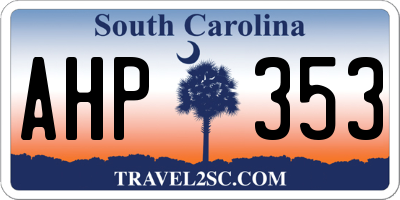SC license plate AHP353