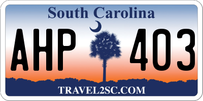 SC license plate AHP403