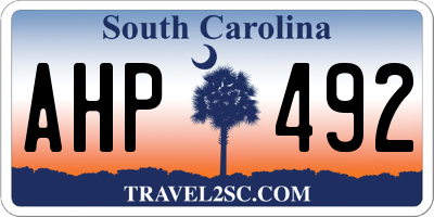 SC license plate AHP492