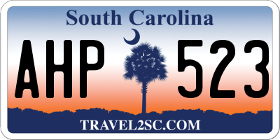 SC license plate AHP523
