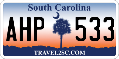 SC license plate AHP533