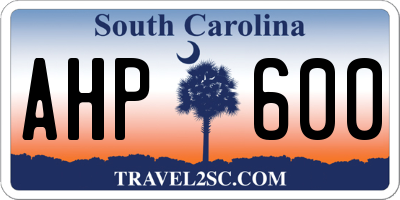 SC license plate AHP600