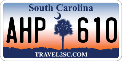 SC license plate AHP610